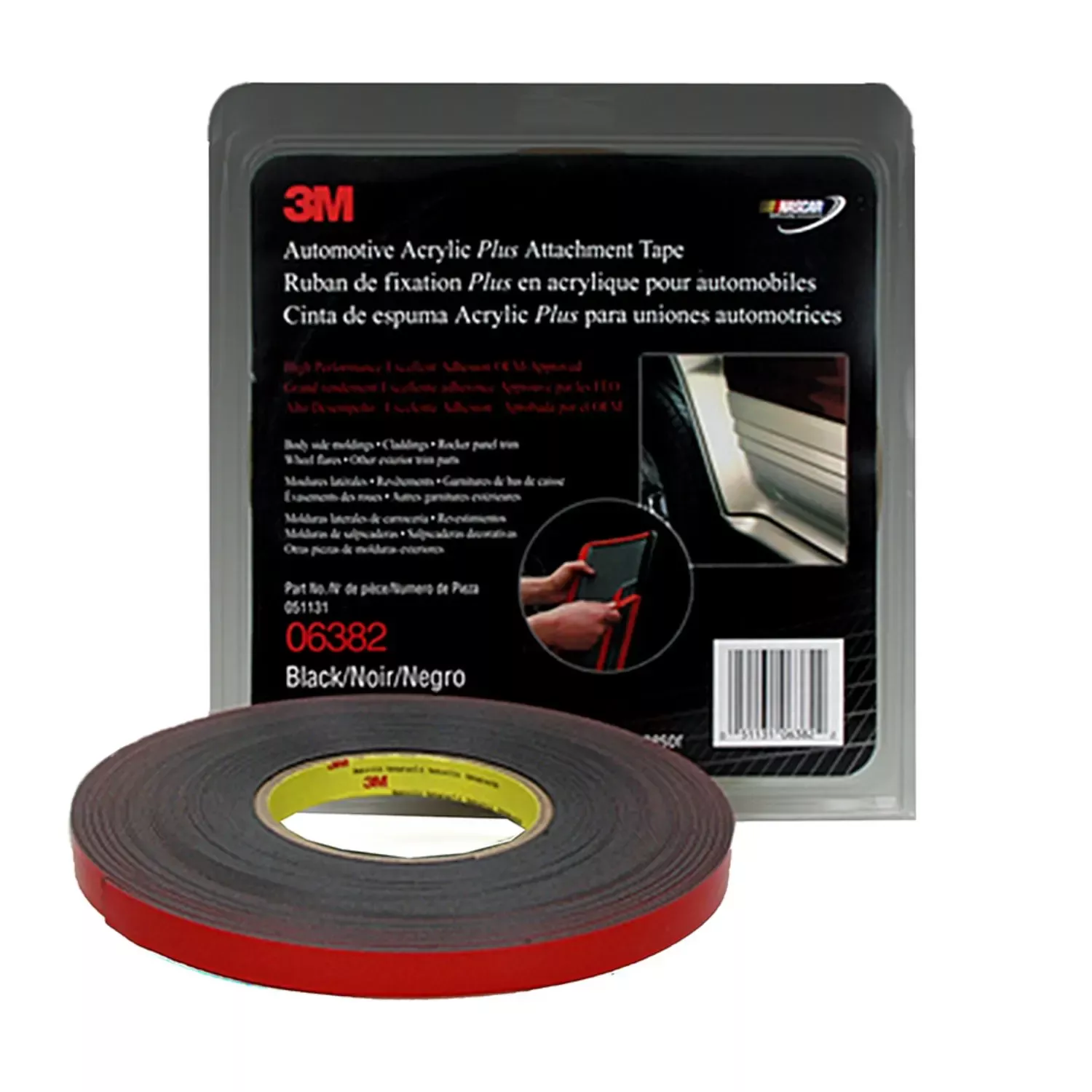 06382 -3M 6382 Automotive Acrylic Plus Attachment Tape, Black, 1/2" x 20 yds.