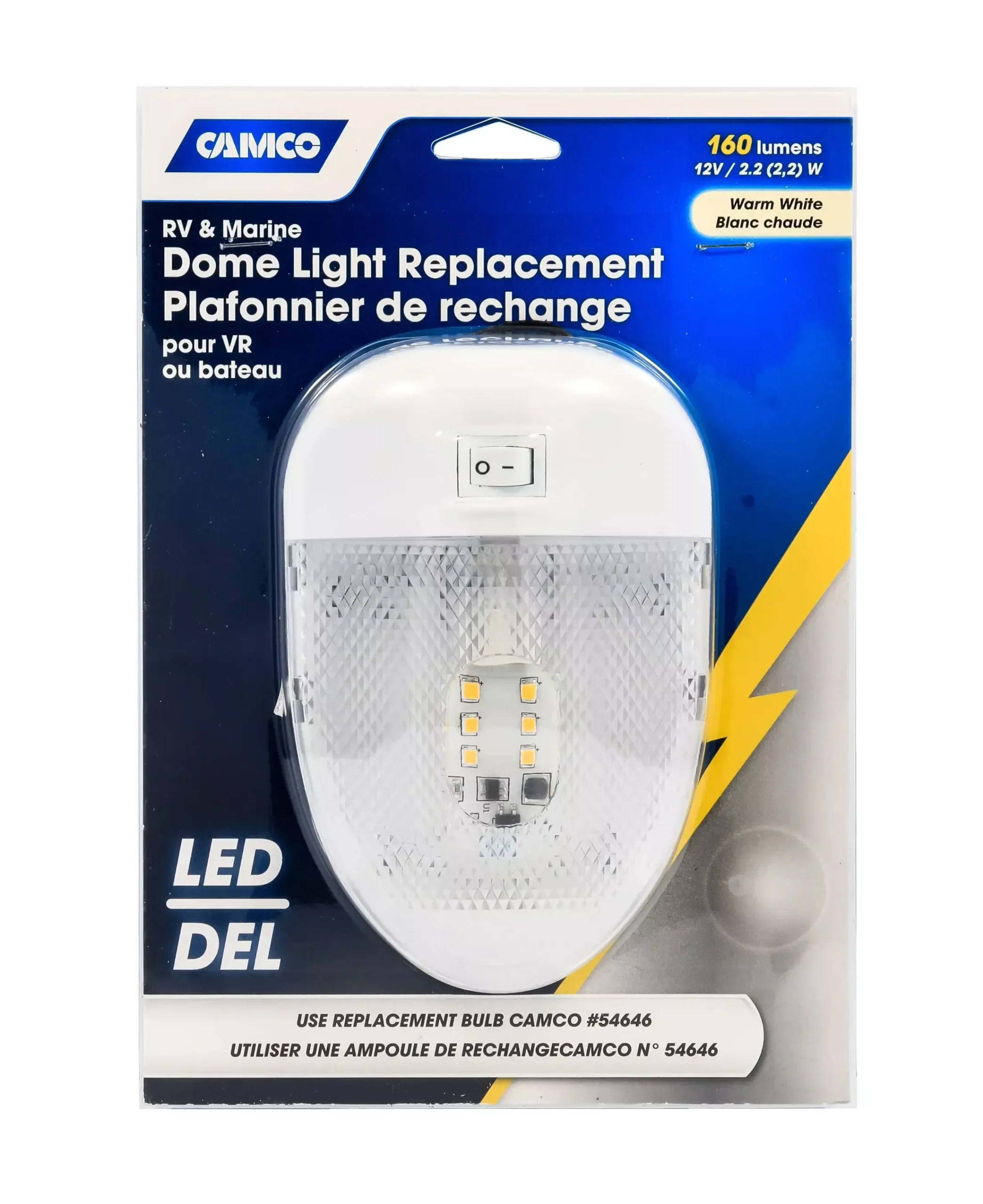 41331 -Camco LED Single Dome Light - 12VDC - 160 Lumens