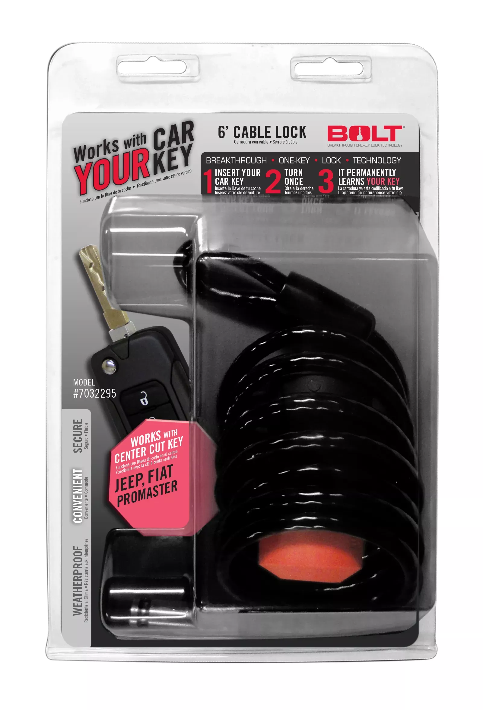 7032295 -BOLT 6' Cable Lock Compatible with/Replacement for Jeep Center Cut