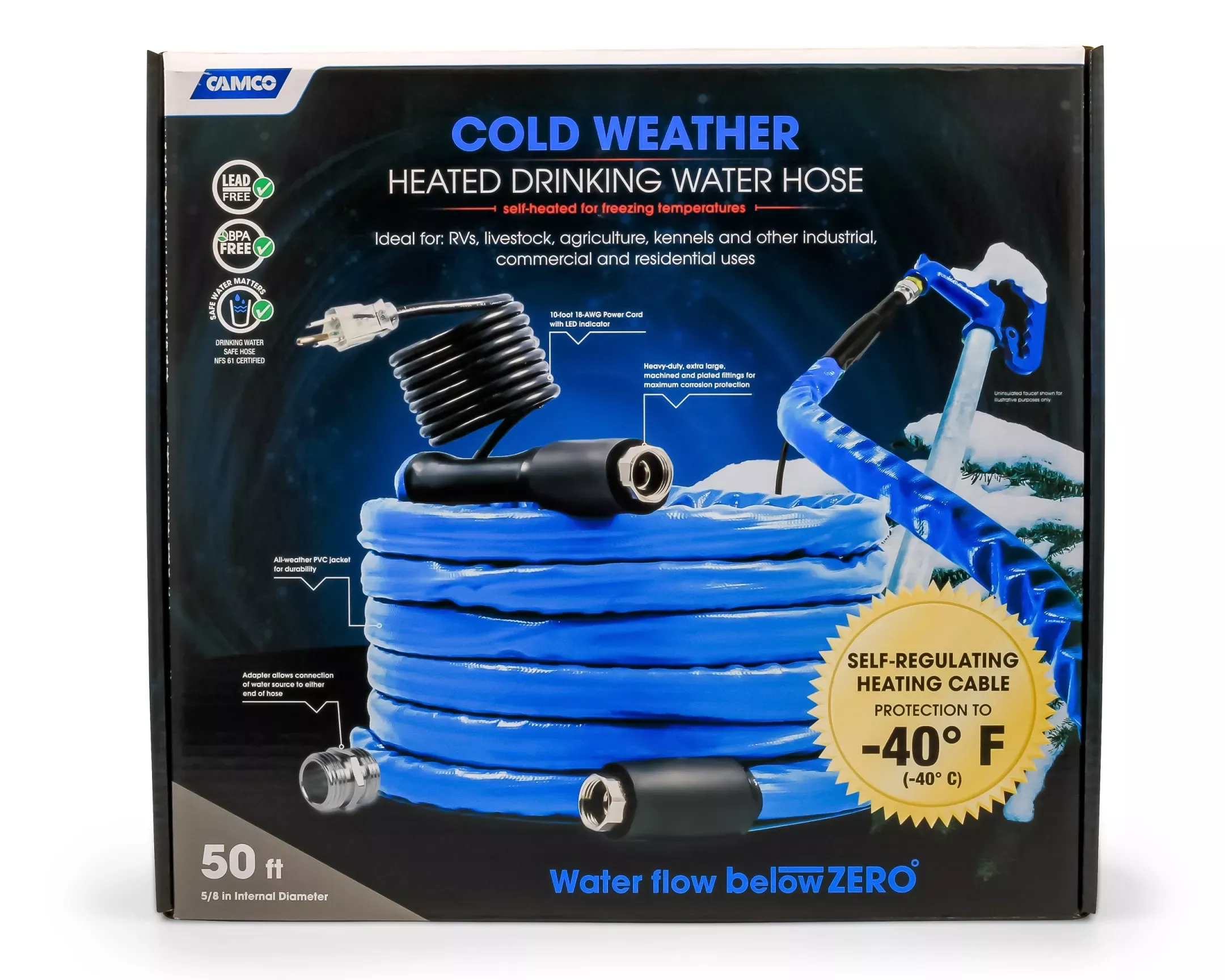 Camco - 22924 -HEATED DRINKING WATER HOSE-40 50'