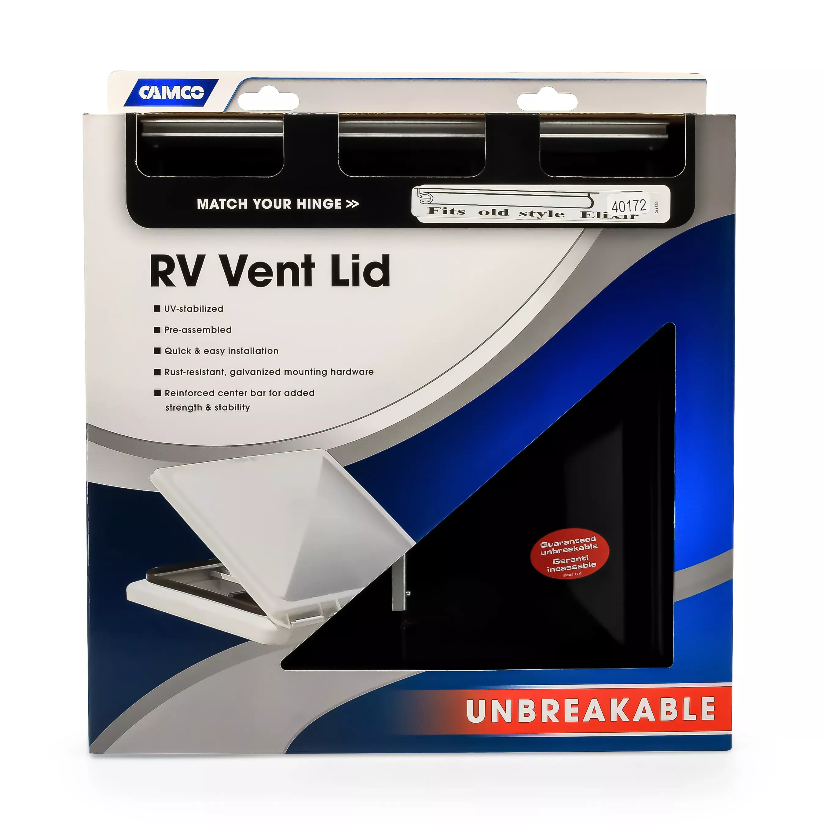 Camco 40172 Replacement Vent Lid (Elixir (pre 1994) Black Polycarbonate Break )