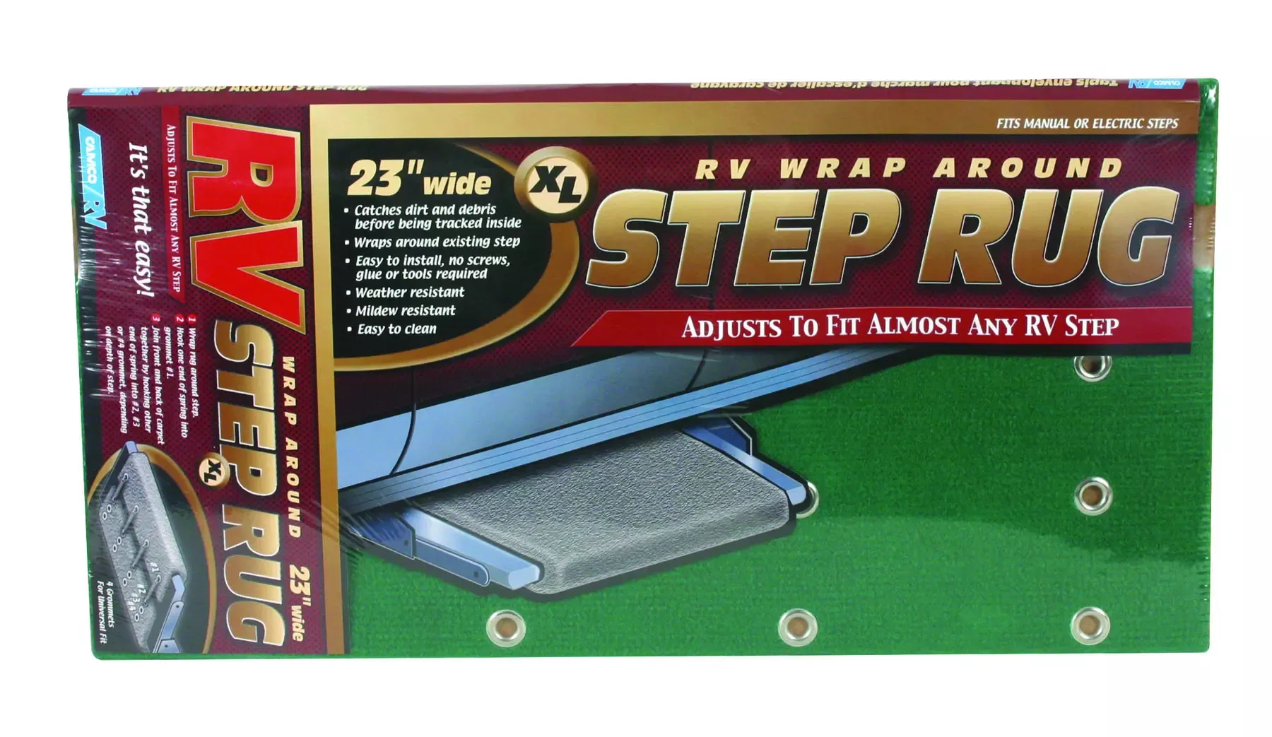 Camco - 42933 -STEP RUG XL GREEN23X22'