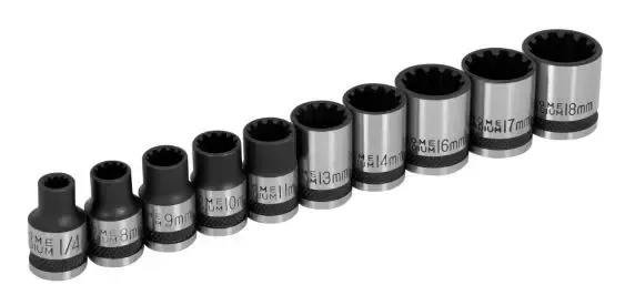 Performance Tool W38194 3/8" Drive Universal Spline Socket Set , 10 piece Metric and SAE