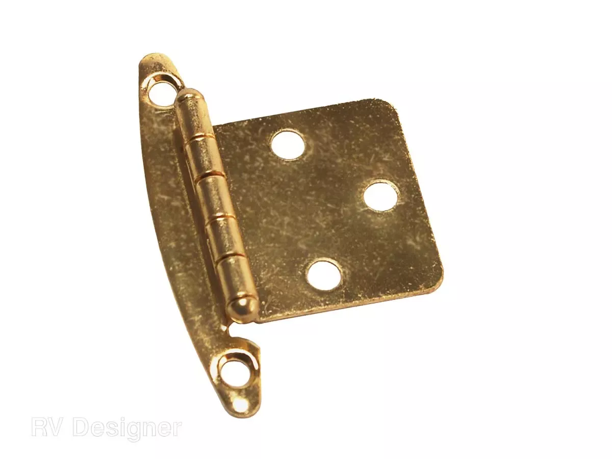 RV Designer H239, Free Swinging Hinge, Brass, 2 Per Pack, Cabinet Hardware
