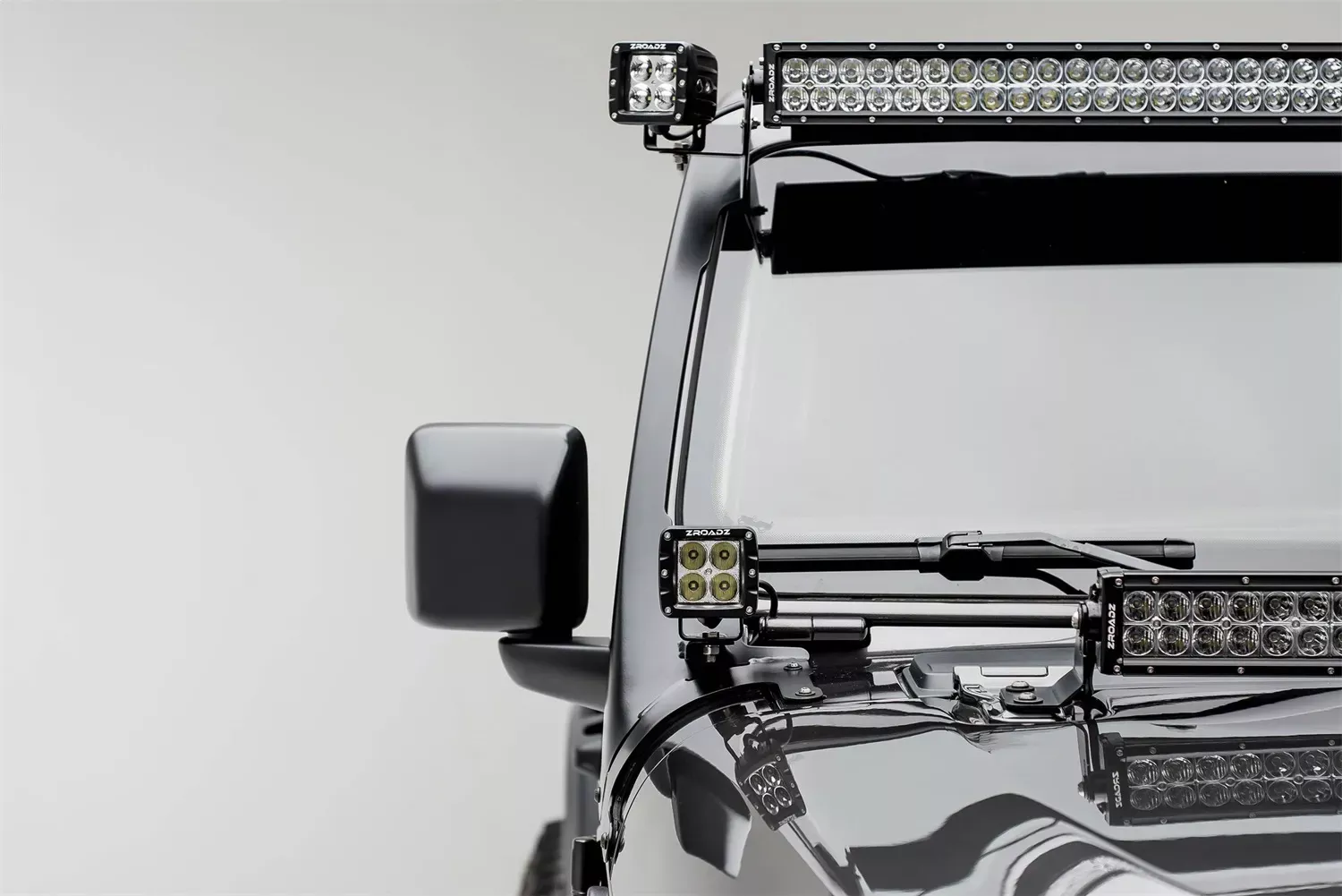 ZROADZ Off Road Products -ZROADZ Z374831-BK2 Front Roof LED Light Bar Bracket Fits Compatible with/Replacement for Gladiator Wrangler (JL)
